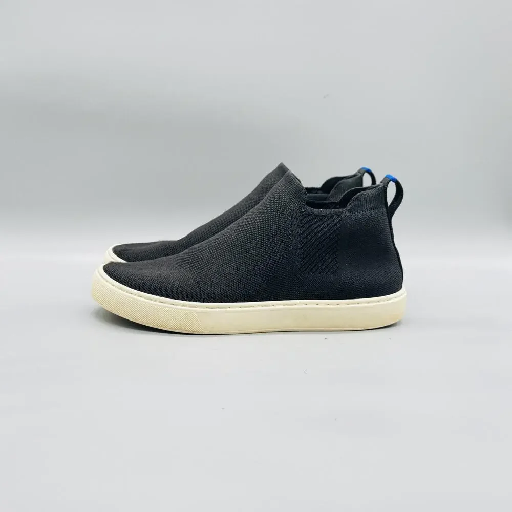 Rothy's Shoes Womens 8 Black Knit Chelsea Ankle Bootie Slip On Casual Comfort